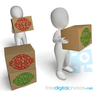 Passed And Failed Boxes Show Product Testing Or Verification Stock Image