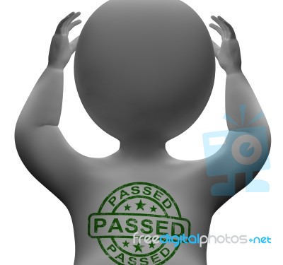 Passed Stamp On Man Showing Quality Control Approved Stock Image