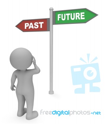 Past Future Sign Indicates Long Ago And Destiny 3d Rendering Stock Image