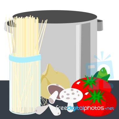 Pasta And Pot Stock Image