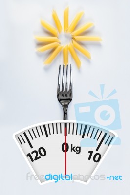 Pasta, Fork E Balance Stock Photo