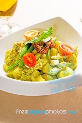 Pasta Pesto And Vegetables Stock Photo