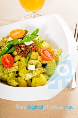 Pasta Pesto And Vegetables Stock Photo