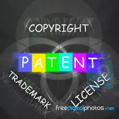 Patent Copyright License And Trademark Displays Intellectual Pro… Stock Image
