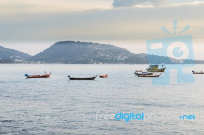 Patong Beach On Twilight Cloudy, Phuket, Thailand. It Is Well-kn… Stock Photo