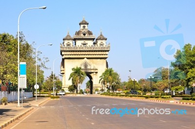 Patuxai Monument In Vientiane Capital Of Laos Stock Photo