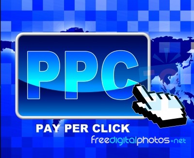 Pay Per Click Means World Wide Web And Advertiser Stock Image