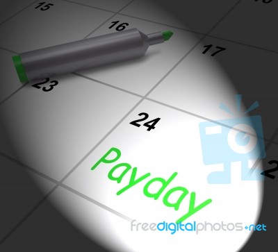 Payday Calendar Displays Salary Or Wages For Employment Stock Image