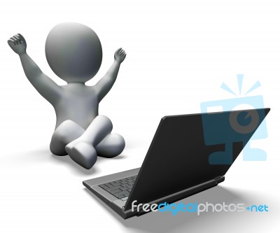 Pc And Character Showing Browsing Internet Online Stock Image