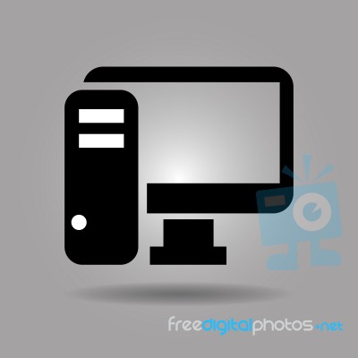 Pc Computer With Monitor Icon  Illustration Eps10 On Grey Background Stock Image