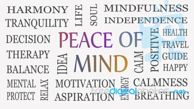 Peace Of Mind, Motivational And Inspirational Concept. White Bac… Stock Image