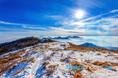 Peak Of Deogyusan Mountains In Winter,south Korea Stock Photo