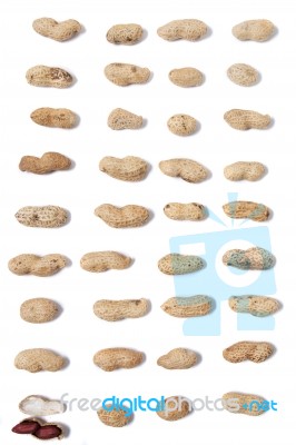 Peanuts Spreaded On A White Background Stock Photo
