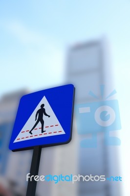 Pedestrian Traffic Sign In The City Stock Photo
