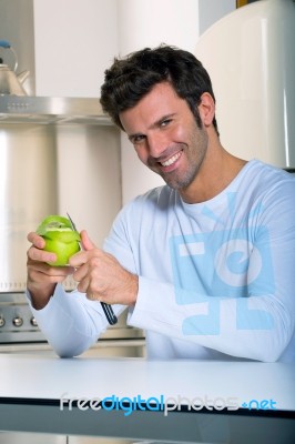 Peeling Apple Stock Photo