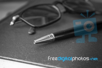 Pen With Black And White Stock Photo