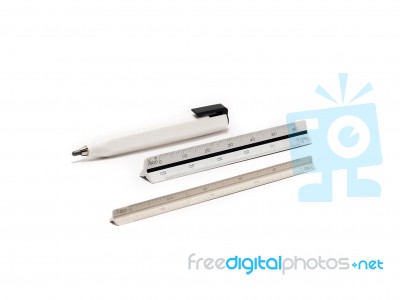 Pencil And Scales Stock Photo
