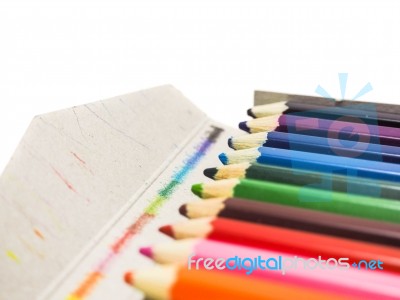 Pencils All Color Isolatedon The White Background Stock Photo