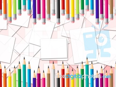 Pencils Education Shows Colourful Learn And Colour Stock Image