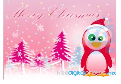 Penguin With Merry Christmas Stock Image