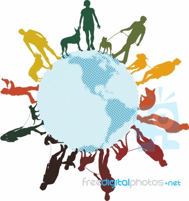 People And Animals Around The World Stock Image