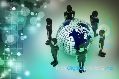 People Around A Globe Representing Social Networking Stock Image