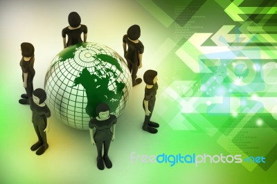 People Around A Globe Representing Social Networking Stock Image