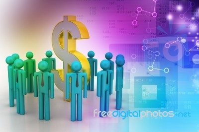 People Around Dollar Sign Stock Image