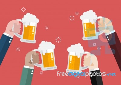 People Clinking Beer Glasses Stock Image