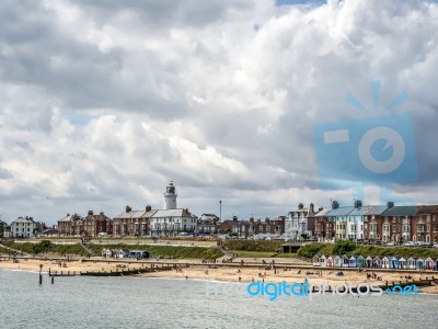 People Enjoying The Beach At Southwold Stock Photo