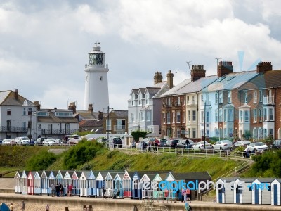 People Enjoying The Beach At Southwold Stock Photo