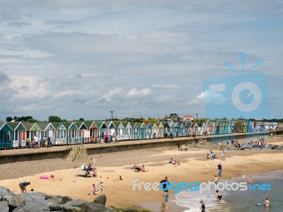 People Enjoying The Beach At Southwold Stock Photo