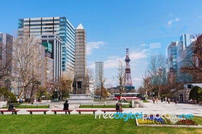 People Relax At Odori Park, Sapporo Stock Photo
