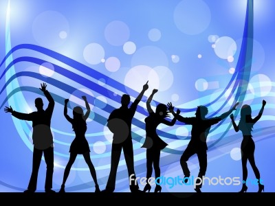 People Silhouette Indicates Disco Music And Celebration Stock Image