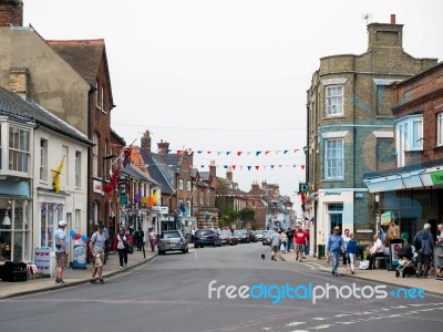 People Walking Around Southwold Town Centre Stock Photo
