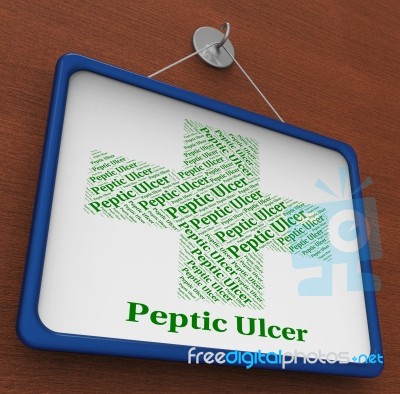 Peptic Ulcer Represents Ill Health And Pud Stock Image