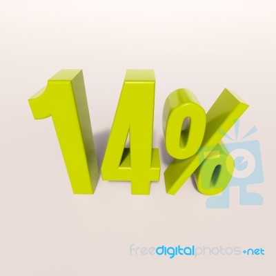 Percentage Sign, 14 Percent Stock Image