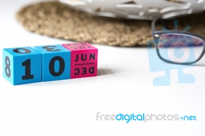 Perpetual Calendar Set At The Date Of June 10 Stock Photo