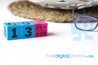 Perpetual Calendar Set At The Date Of June 13 Stock Photo