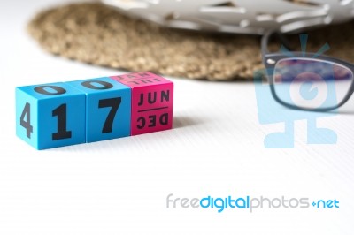Perpetual Calendar Set At The Date Of June 17 Stock Photo