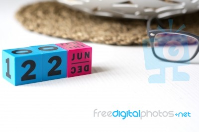 Perpetual Calendar Set At The Date Of June 22 Stock Photo