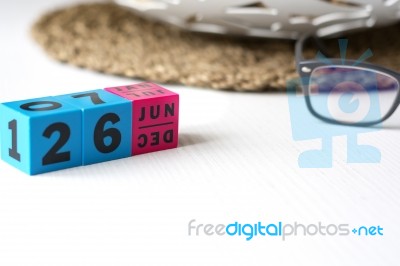 Perpetual Calendar Set At The Date Of June 26 Stock Photo