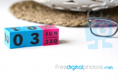 Perpetual Calendar Set At The Date Of June 3 Stock Photo