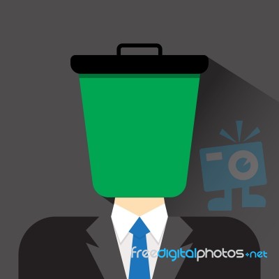 Person Head Bin Flat Icon  Illustration Eps 10 Stock Image