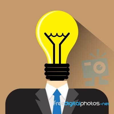 Person Head Bulb Flat Icon  Illustration Eps 10 Stock Image