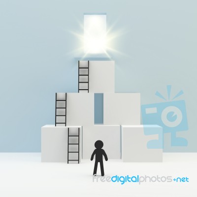 Person With Ladder Lean Box Stock Image