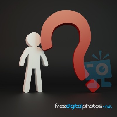 Person With Red Question Mark Stock Image