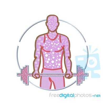 Personal Trainer Lifting Barbell Memphis Style Stock Image