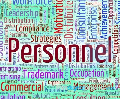 Personnel Word Indicates Labour Force And Employees Stock Image