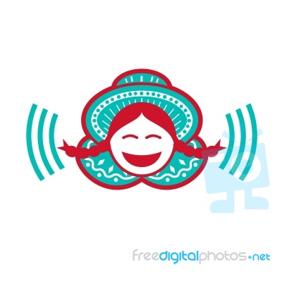 Peruvian Girl Smiling Voice Icon Stock Image